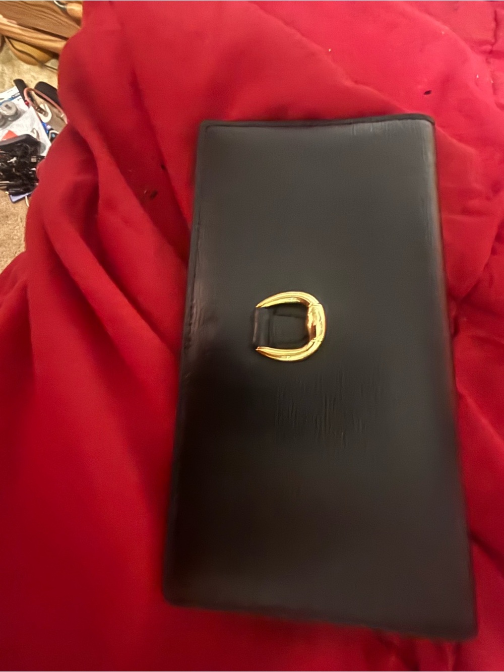 Ralph Lauren Black Leather Bifold Wallet with Gold Logo